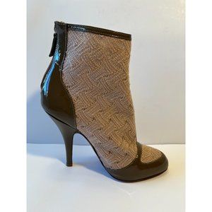 Missoni Pink Lace Ankle Booties w/ Gray Patent Leather Panels, Size 7 US 37 EU